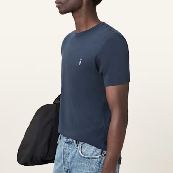 AllSaints Tonic Crew Neck Slim Ramskull T-Shirt - Picture 1 of 7